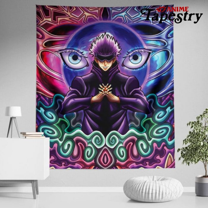 Trippy Gojo Satoru Hollow Purple Jujutsu Kaisen Tapestry