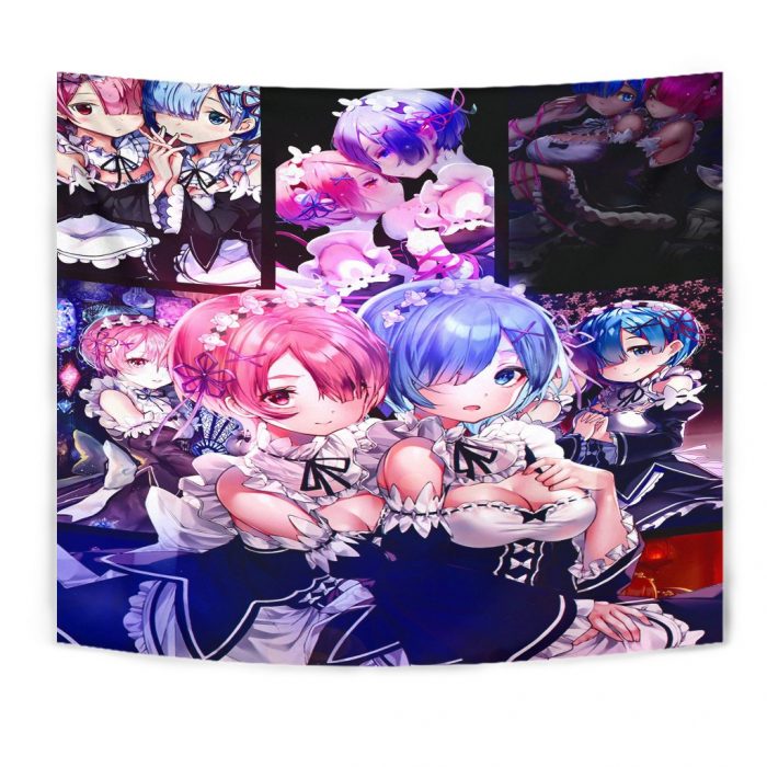 Ram And Rem Anime Girl Re Zero Tapestry Room Decor