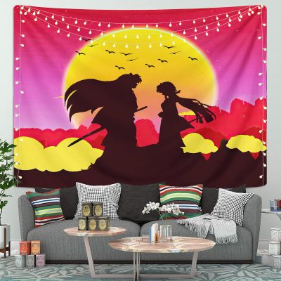 Inuyasha Couple Anime Sunset Tapestry Room Decor