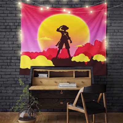 One Piece Luffy Anime Sunset Tapestry Room Decor