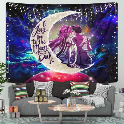 SAO Sword Art Online Asuna Kirito Anime Moon And Back Tapestry Room Decor