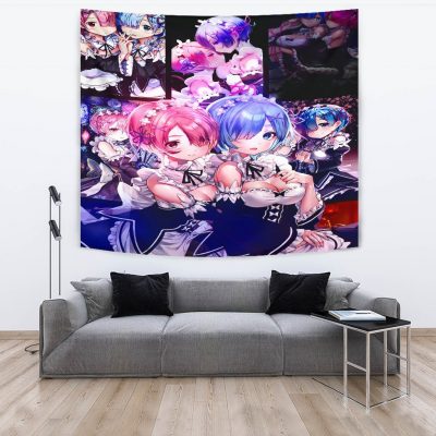 Ram And Rem Anime Girl Re Zero Tapestry Room Decor