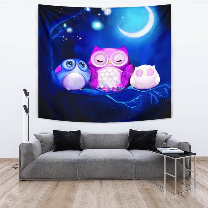 Cute Owl Night Tapestry Room Decor