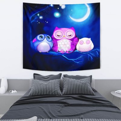 Cute Owl Night Tapestry Room Decor