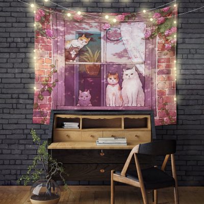 Cat On The Window Tapestry Room Decor