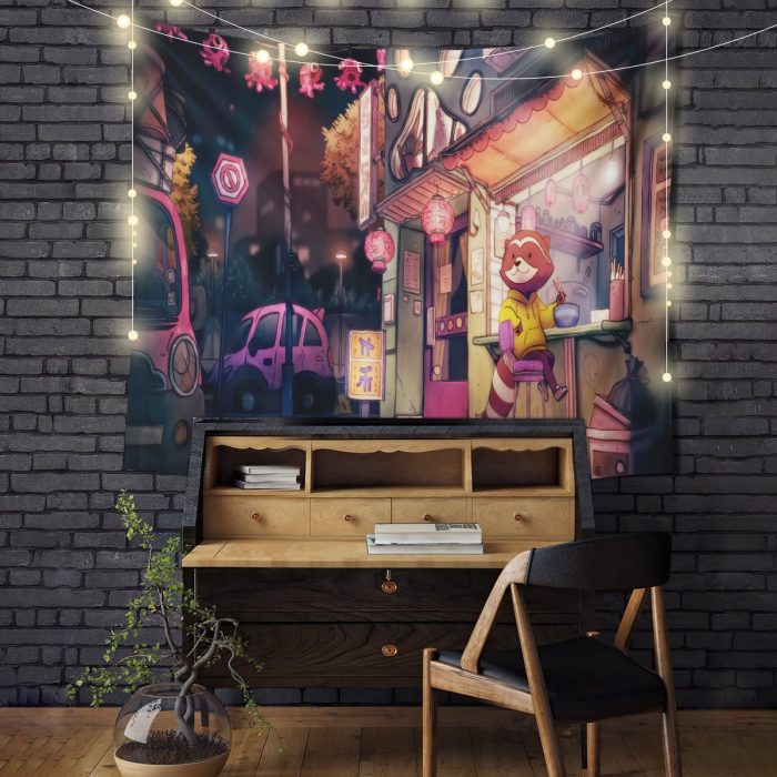 Chill Lofi Anime Tapestry Room Decor