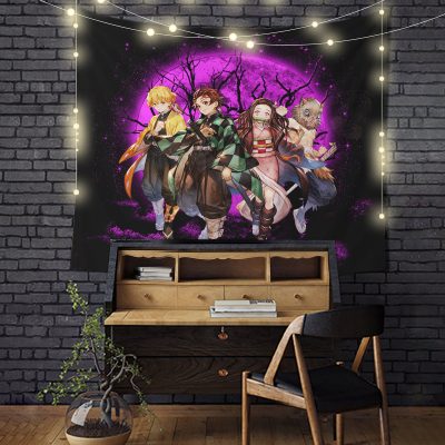 Demon Slayer Team Pink Moonlight Tapestry Room Decor