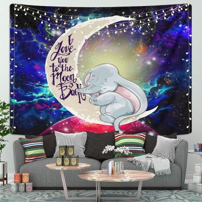 Dumbo Elephant Moon And Back Tapestry Room Decor