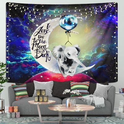 Elephant Cute Moon And Back Tapestry Room Decor