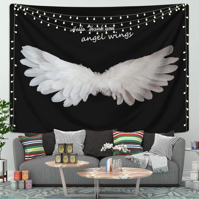 Hello Thank You Angle Wings Tapestry Room Decor