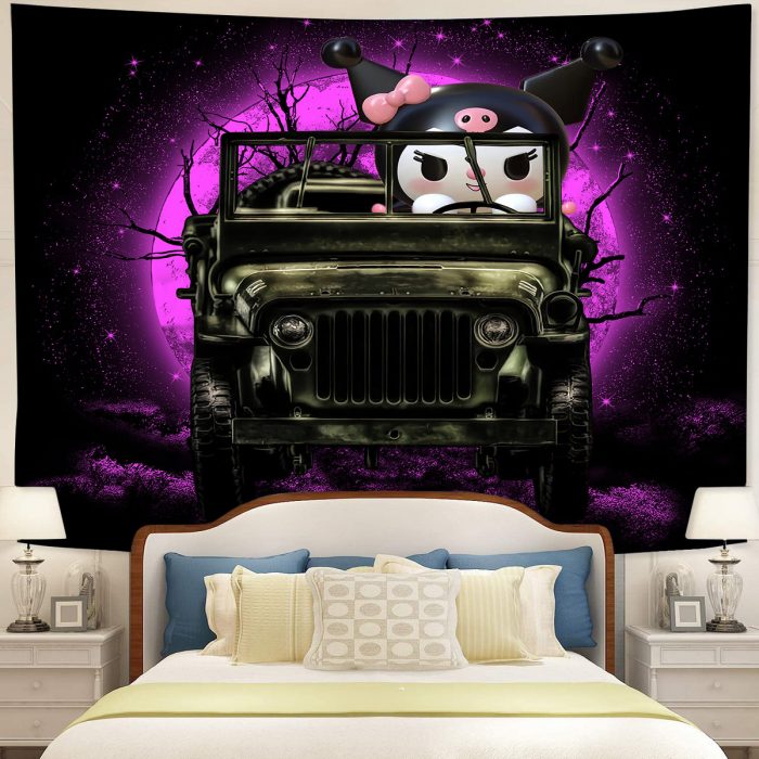 Kuromi Anime Funny Halloween Moonlight Tapestry Room Decor