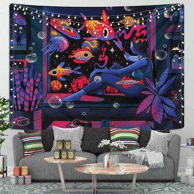 Lofi Sad Anime Tapestry Room Decor