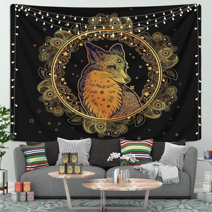 Mandala Fox Tapestry Room Decor