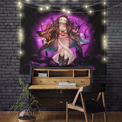 Nezuko Demon Slayer Moonlight Tapestry Room Decor