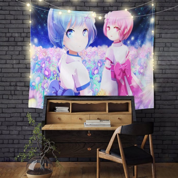 Ram And Rem ReZero Anime Tapestry Room Decor