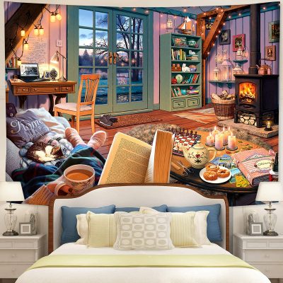 Reading Book Chill Time Tapestry Room Decor