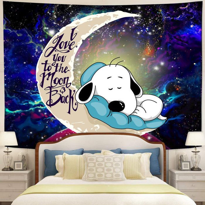 Snoopy Love You To The Moon Galaxy Tapestry Room Decor