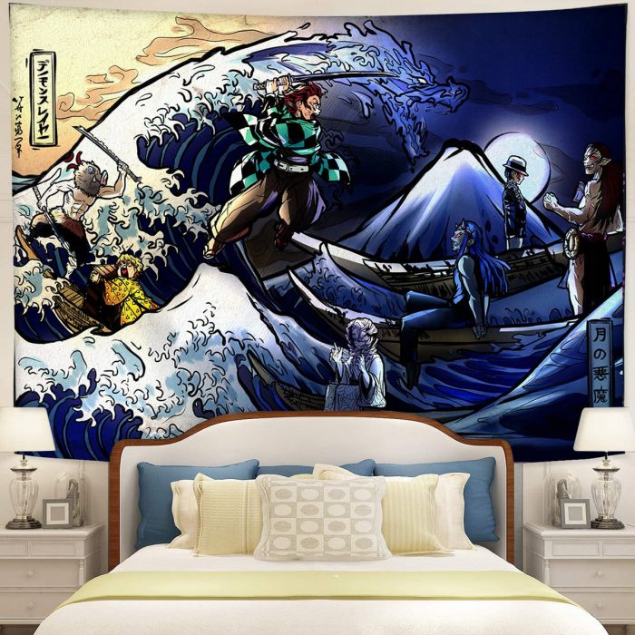 The Great Wave Demon Slayer Tapestry Room Decor