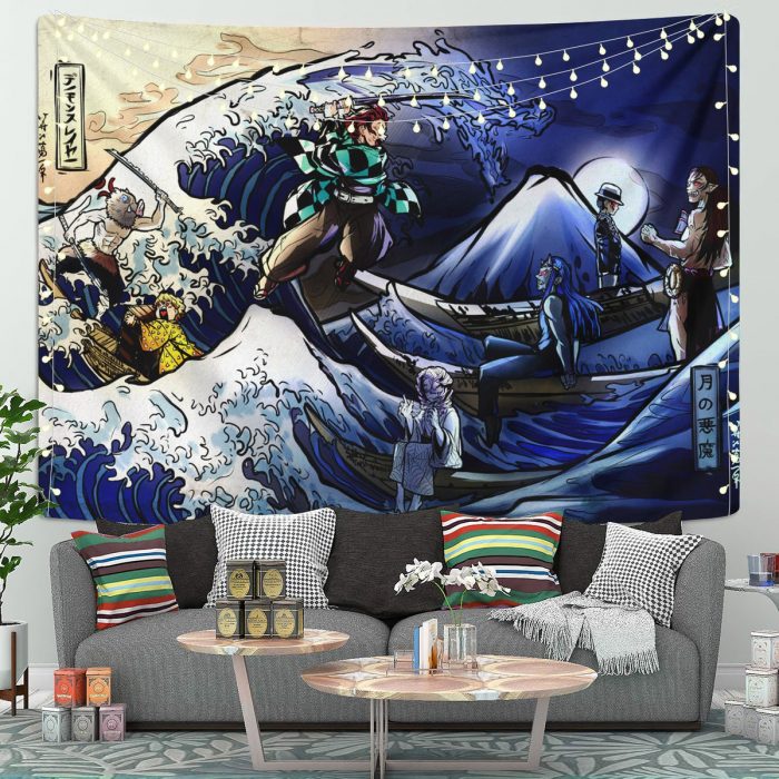 The Great Wave Demon Slayer Tapestry Room Decor