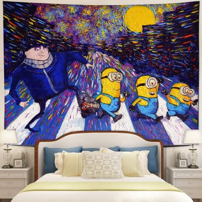 Starry Night Despicable Me Minions Tapestry Room Decor