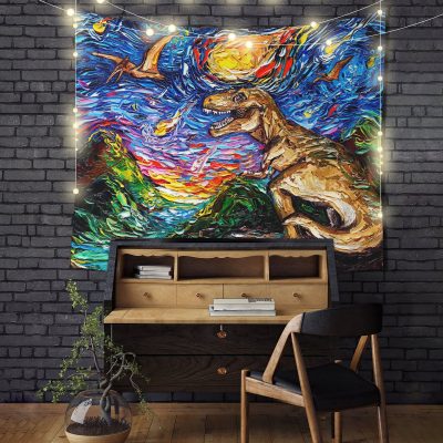 Starry Night Dinosaurs Tapestry Room Decor