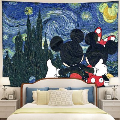 Starry Night Mice Love Tapestry Room Decor