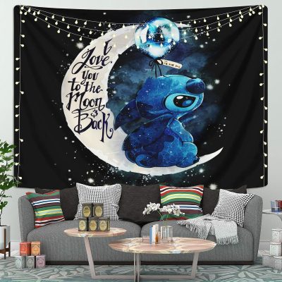 Stitch Love Moon And Back Tapestry Room Decor