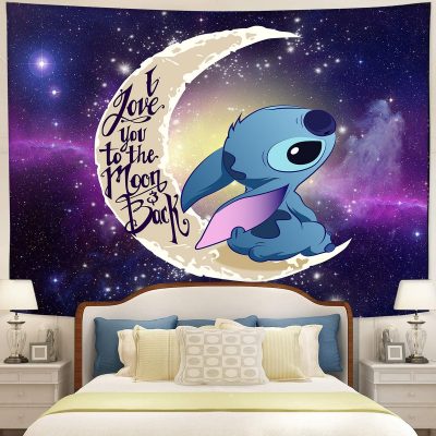 Stitch Love You To The Moon Tapestry Room Decor