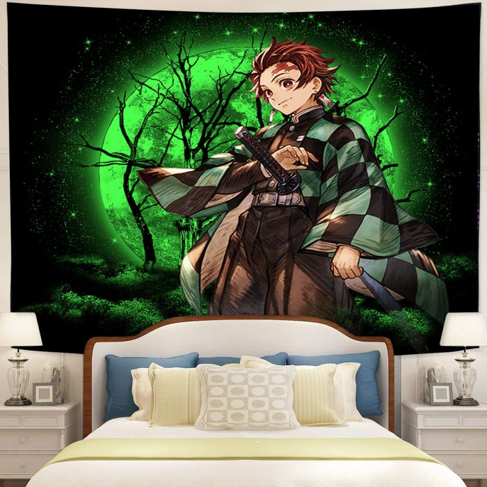 Tanjiro Demon Slayer Moonlight Tapestry Room Decor