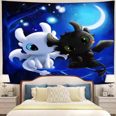 Toothless Light Fury Night Fury Tapestry Room Decor