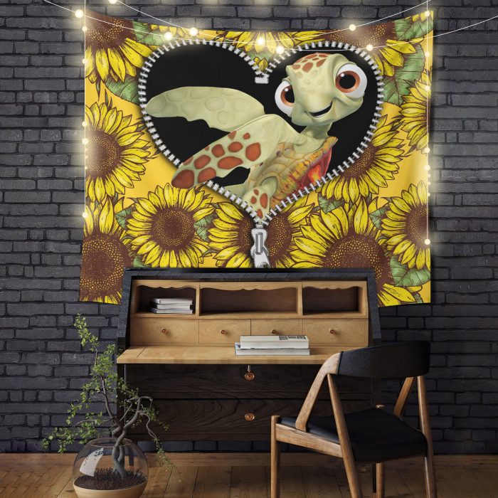 Turtle Sunflower Zipper Tapestry Room Decor