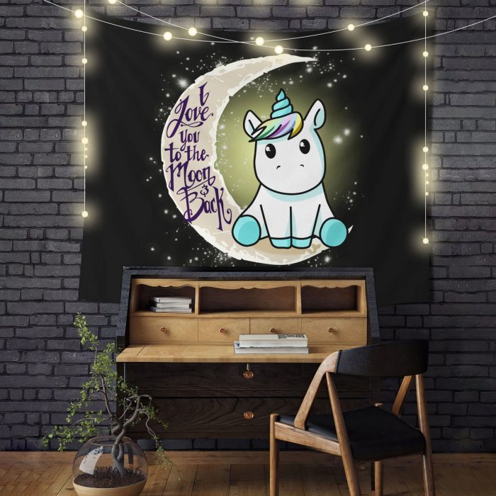 Unicorn Love You To The Moon Tapestry Room Decor