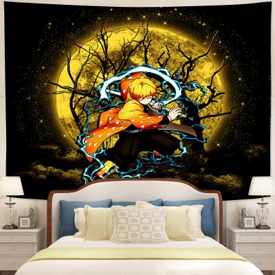 Zenitsu Demon Slayer Moonlight Tapestry Room Decor