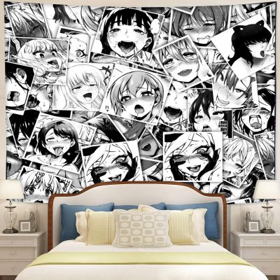 Ahegao Anime Girl Tapestry Room Decor