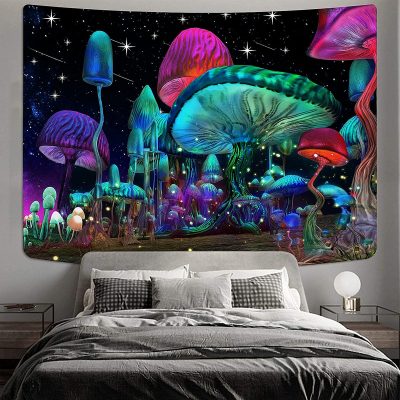 Fantasy Mushroom Night Tapestry Room Decor