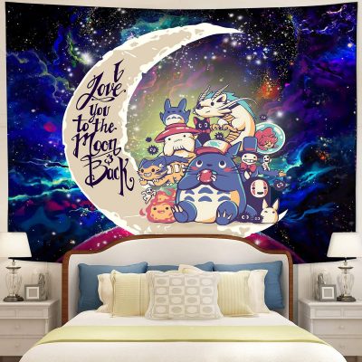 Ghibli Character Moon And Back Galaxy Tapestry Room Decor