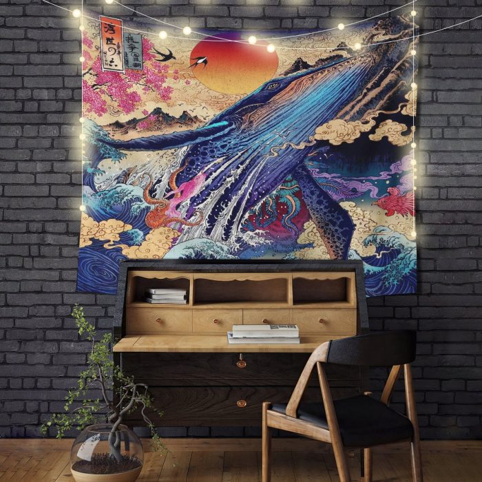 Whale Japanese Style Art Tapestry Room Decor