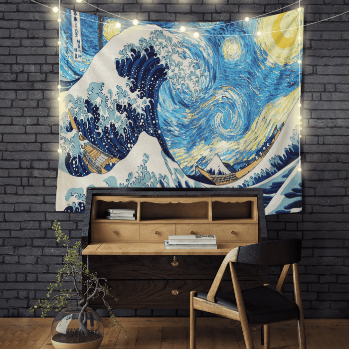 Japanese Wave The Starry Night Tapestry Room Decor