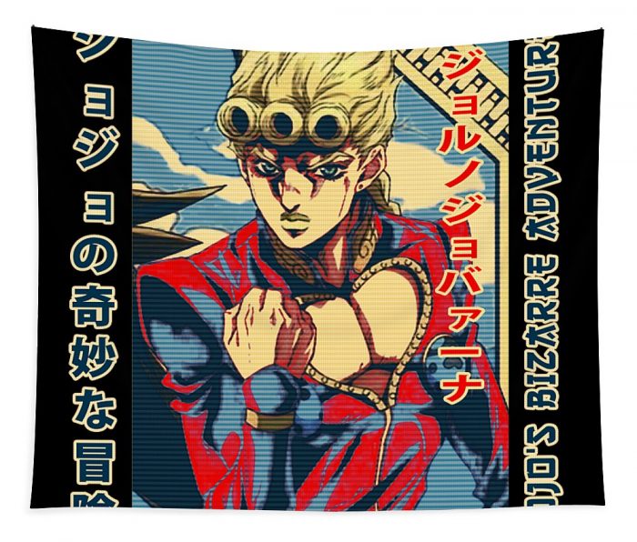 jojos bizarre adventure retro giorno giovanna art anime fantasy anime transparent - Anime Tapestry Store