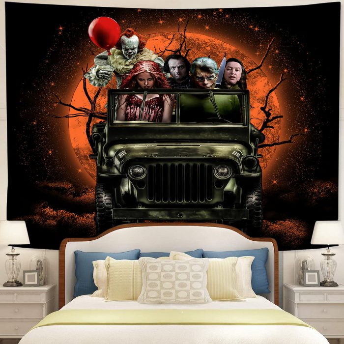 Pennywise And Friends Halloween Moonlight Tapestry Room Decor