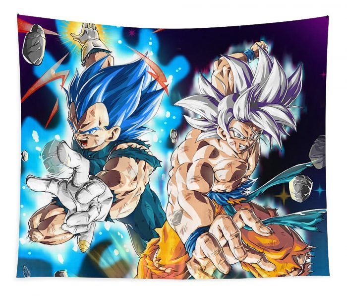 songoku ultra instinct and vegeta blue thuan ngo ba - Anime Tapestry Store