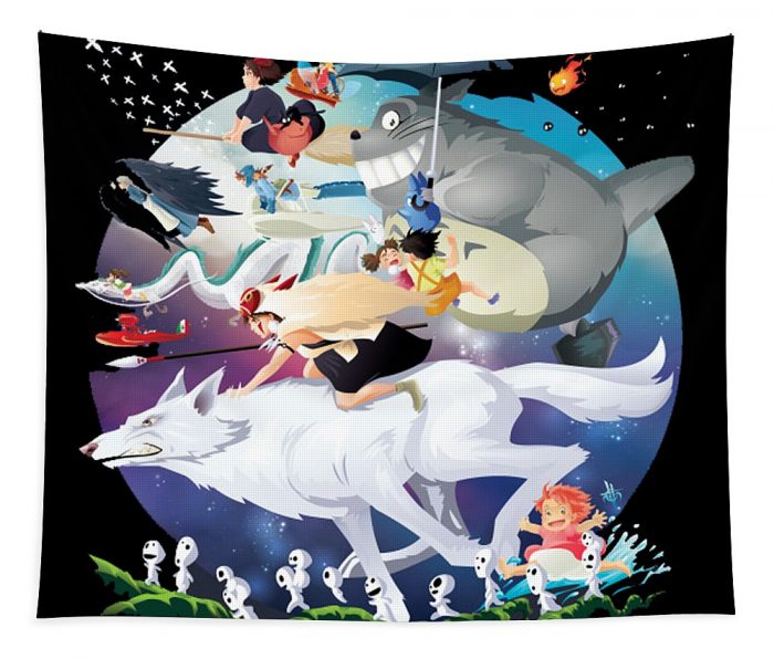 totoro studio ghibli elaine stratton transparent - Anime Tapestry Store