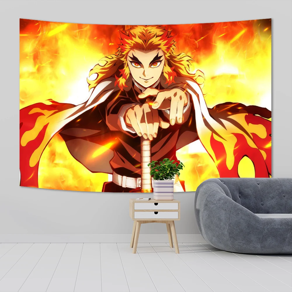 Japanese Anime Tapestry Wall Hanging Hippie Room Decor Demons Slayer Anime Cloth Wall Tapestry Bedroom Background 1 - Anime Tapestry Store