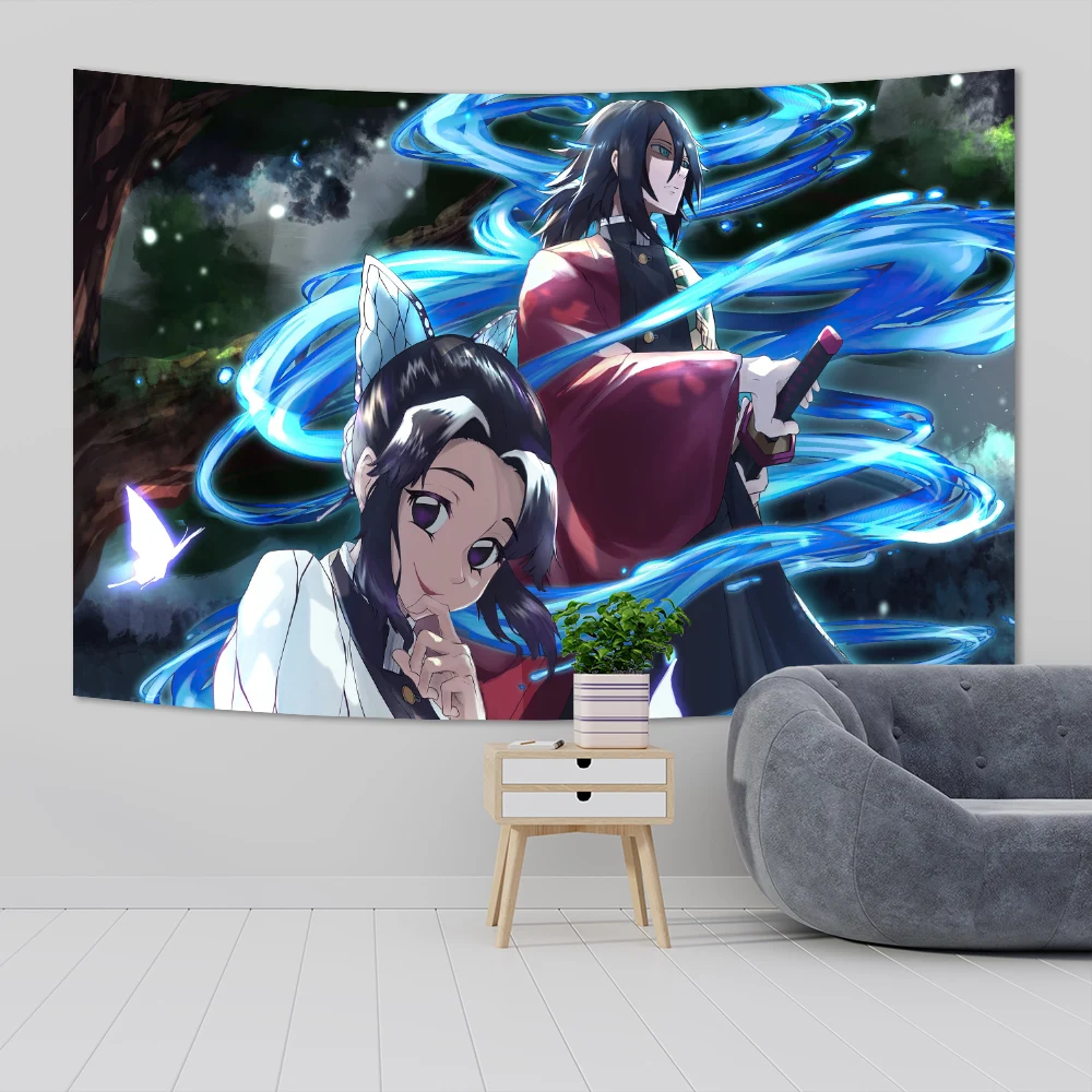 Japanese Anime Tapestry Wall Hanging Hippie Room Decor Demons Slayer Anime Cloth Wall Tapestry Bedroom Background 3 - Anime Tapestry Store