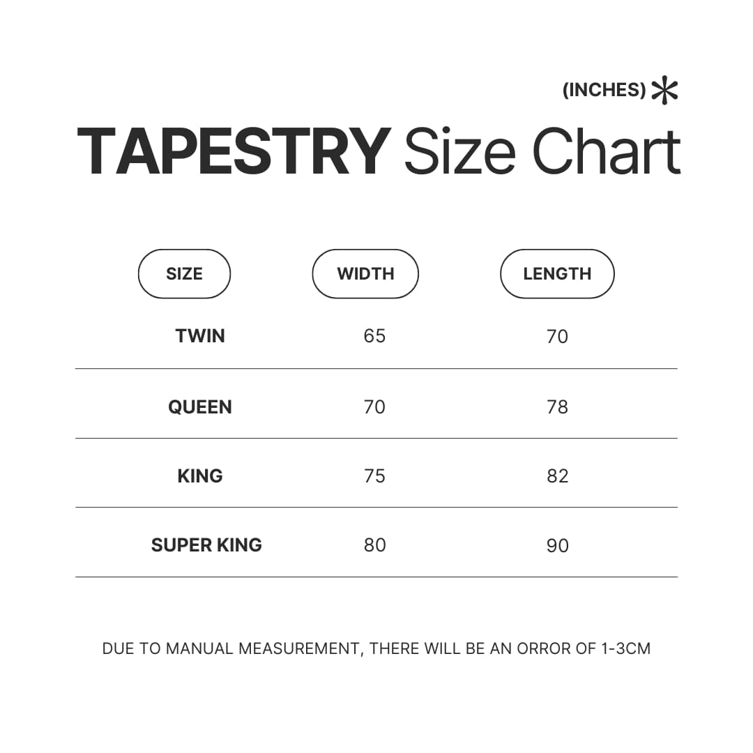 Tapestry Size Chart - Anime Tapestry Store